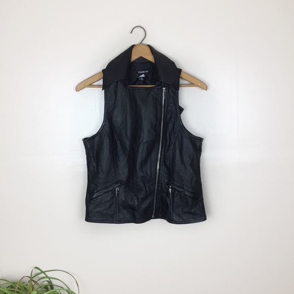 bebe Jackets & Blazers - [Bebe] Faux leather Black Moto Vest